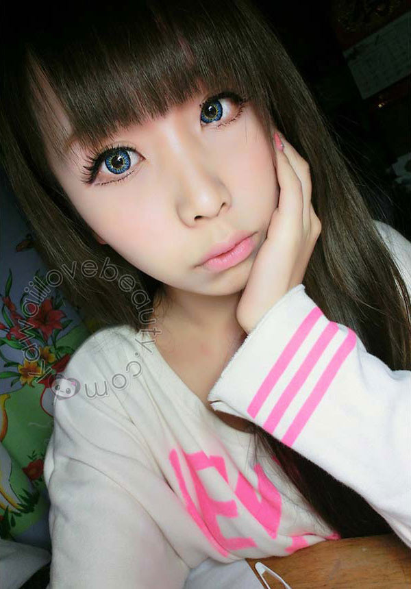 Vivid blue circle lenses - Geolica Funky Cat Blue.