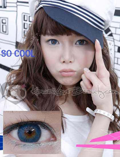 Lovely, striking blue eyes with Geo Hurricane colored contact lenses.