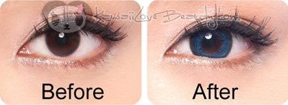 Before and after Hurricane Blue (HC102) circle lenses by Geo.