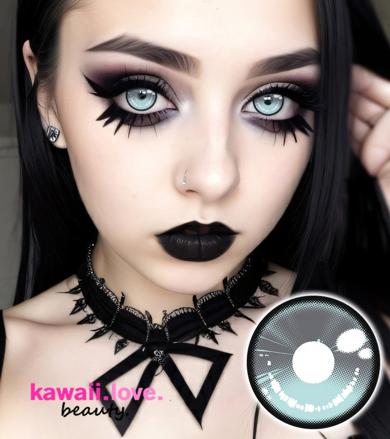 With these amazing grey gradient contacts that feature a distinct 4-tone painted manga-like design and dark black limbal ring, you can make the cutest anime cosplay possible. The CrazyLab Anime2 Gray circle lenses ship fast from the USA and include a free contact lens case.