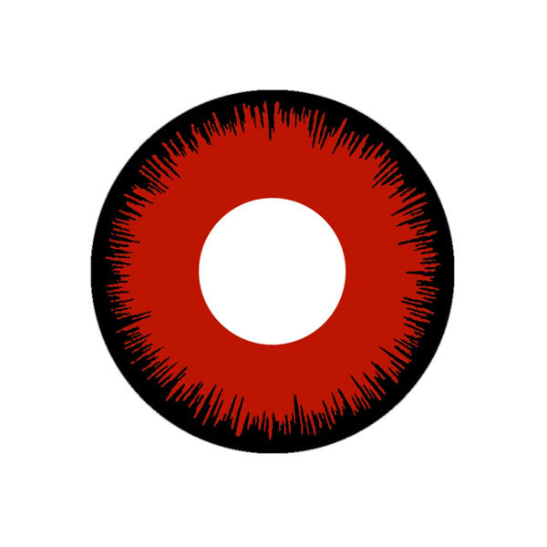 Embellish your eyes with the ultimate opaque and vibrant color with Mystic Red circle lenses by CrazyLab (USA in stock, fast shipping). These dramatic red cosmetic lenses make your eyes pop even from afar with its defining black circle outer rim, making them effective for cosplay looks and more.