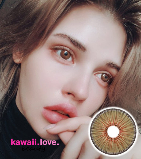 New York N Hazel hand-painted effect rich brown circle lenses by Urban Layer Korea, fast shipping from the USA