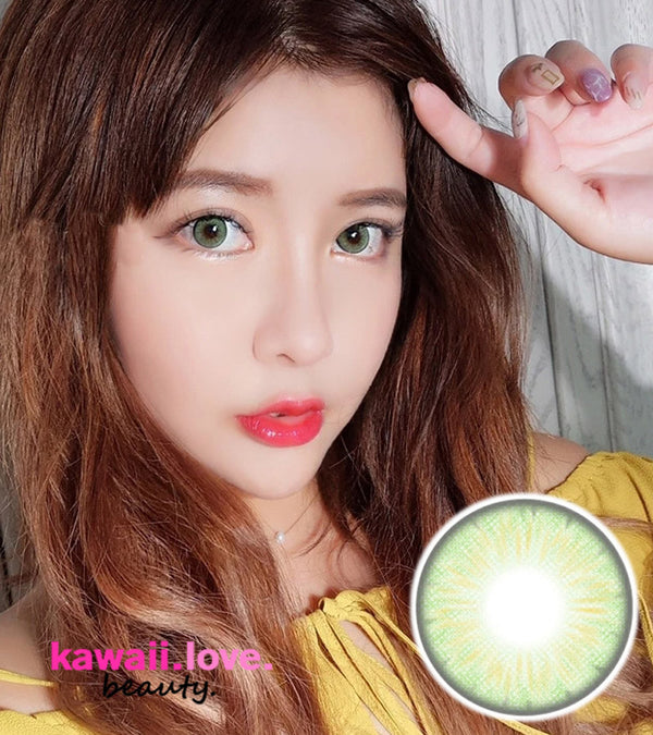 Realistic 3 tone  Orlando Emerald circle lenses by Urban Layer Korea are lovely jade hued lenses, offering a total color coverage even for dark eyes. Make a classic fashion statement with Orlando Emerald colored lenses with its delicate gradient color blend-- each pair ships fast from the USA and comes with a free contact lens storage case.
