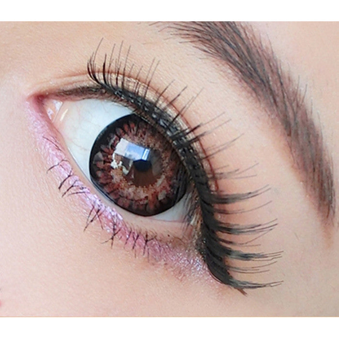 Closeup on WMM304 Princess Mimi Brown circle lens on brown eyes