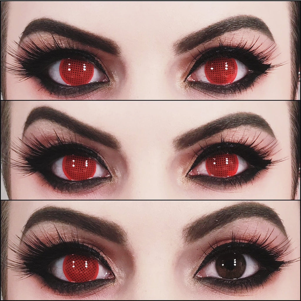 Crazy Red mesh cosmetic contacts