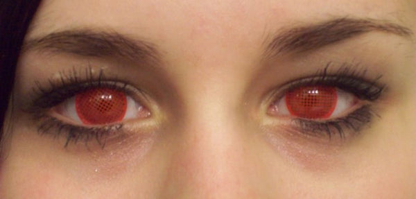 Red mesh special effects contact lenses