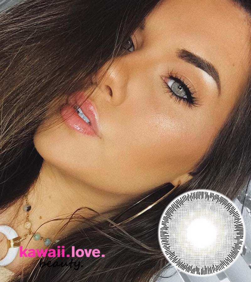 These beautiful moonlight grey lenses give the ultimate dramatic but natural look that's popular with Instagram models, influencers and make up artists. Thin and comfy, these pretty Premium Satin circle lenses come with a free contact lens case and ships fast from the USA.