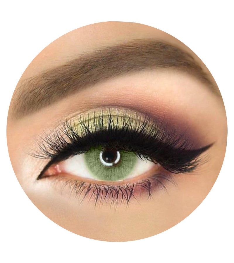 Colored circle lenses with brilliant, dramatic color, FreshTone Super Naturals Icy Green (USA Stock), ship quickly and *free from the United States. Our light jade green circle lenses, which have a natural appearance and are authentic, safe, and made in Korea, are ideal for cosplay or your most stunning makeup looks. These wonderful cool green circle colored contacts will enhance your eyes.