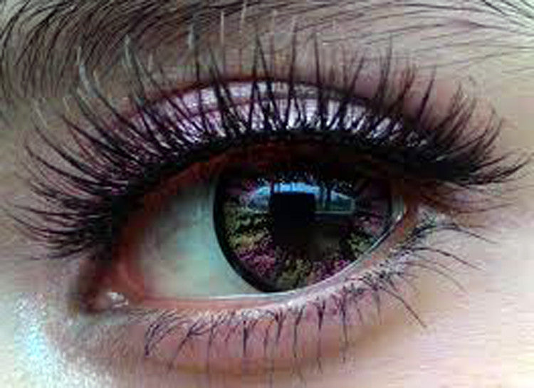 Sweety Rainbow Pink circle lenses on dark eyes (USA fast shipping)