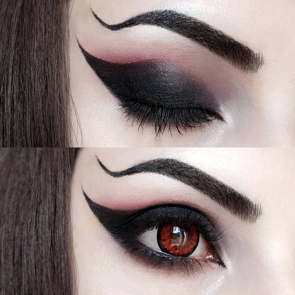 Urban Layer Tokyo Red 14.5mm vibrant circle lens contacts for cosplay. Tokyo Red lenses ship fast from the USA.