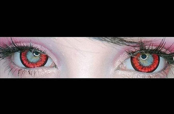 Unleash your anime or doll-like charm with Tokyo Red Circle Lenses, featuring a bold red hue and a thick black limbal ring for a striking, captivating effect. Made with silicone hydrogel for all-day comfort, perfect for cosplay or dramatic fashion statements. Available now for a mesmerizing eye transformation.