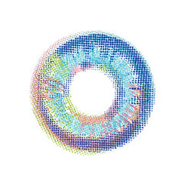 Tropical Blue multi-tone circle lenses by Urban Layer Korea (similar to Luna Prism Mercury Blue) feature iridescent-like unicorn rainbow color with a main tone of blue that is worthy of an otherworldly faerie. Each pair of dazzling Tropical Blue circle lenses comes with a free contact lens case and ships from the USA fast! 