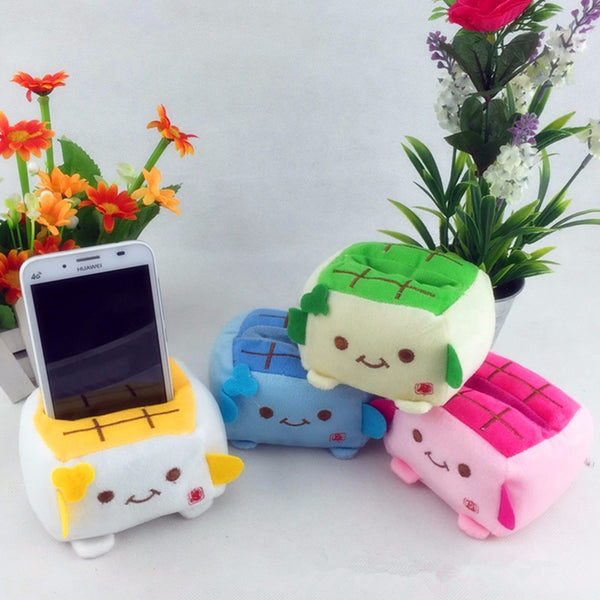 Hannari Tofu Plush Cellphone Holder Yellow