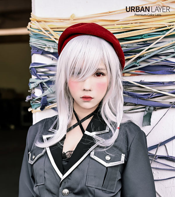Tokyo Red 14.5mm bright crimson circle lens soft colored contacts by Urban Layer for cosplay. Tokyo Red lenses are available with fast shipping from the USA.