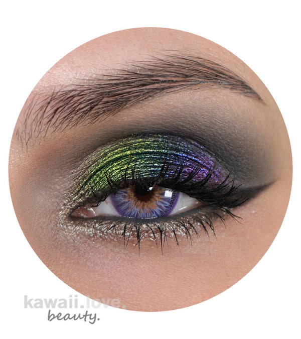 Avatar Violet circle lenses are spellbinding, brightly colored contact lenses that lend your eyes a wash of beautiful 4 tone color, perfect for cosplay or any bold makeup look. These vibrant jewel toned purple cosmetic contacts by Urban Layer come with a free lens case and ships fast from the USA.