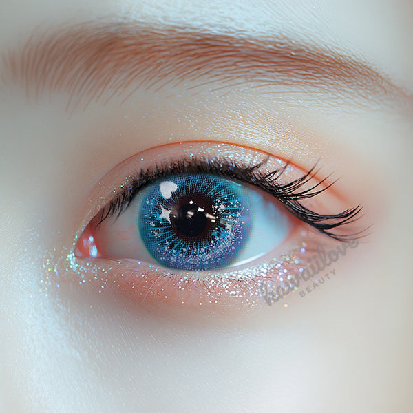 Crazy Lab by Urban Layer Candy Pop Blue colored contacts, offering cute big eye circle lenses for kawaii anime cosplay. Achieve bright blue fairy-like eyes with fast free shipping across the USA.