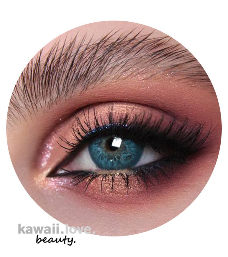 New Cirilla Blue colored circle contact lenses by Korean brand Urban Layer feature a natural iris design for the ultimate sapphire blue eyes. Let your new rich blue contacts will update your look now, with fast shipping from the United States. Main image