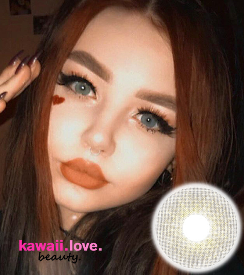 Urban Layer Cloud Deep Gray contact lenses are a favorite of K-Pop stars and deliver a shining, soulful and natural grey-eyed look. Soft, dreamy and creamy 3-tone grey color, like a cloud! Each pair these lovely silicone hydrogel grey circle lenses comes with a free cute contact lens case and ships fast from the USA. Main image