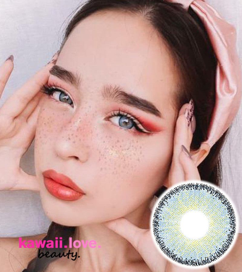 Urban Layer Cloud R Blue circle lenses are special colored contacts that feature natural light blue 3 tone blended color and a dark limbal ring encircling your eyes to make them pop and lend a cute and subtle dolly eyed look. We ship our authentic Cloud R Blue circle lenses quick from the USA and include a free contact lens case with every pair.