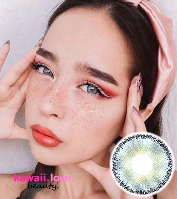 Urban Layer Cloud R Blue circle lenses are special colored contacts that feature natural light blue 3 tone blended color and a dark limbal ring encircling your eyes to make them pop and lend a cute and subtle dolly eyed look. We ship our authentic Cloud R Blue circle lenses quick from the USA and include a free contact lens case with every pair.