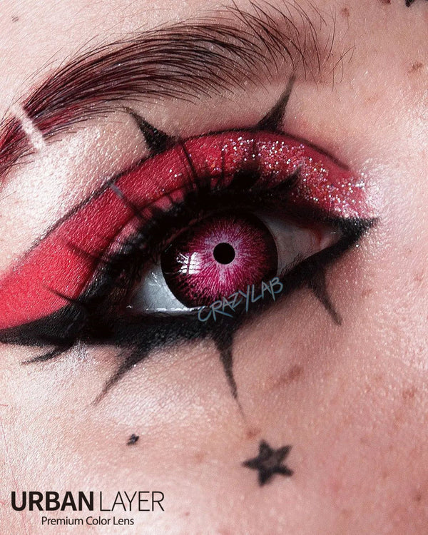 Galactic pink Crazy Lab Interstellar Circle Lenses, ideal for creating bold, cosmic looks for cosplay or Halloween. Opaque and vibrant, made from comfortable silicone hydrogel. Ships quickly from the USA with a free case.