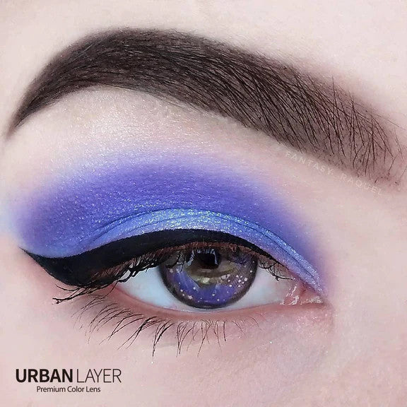 Urban Layer Galaxy Violet circle lenses opaque color on naturally brown eyes