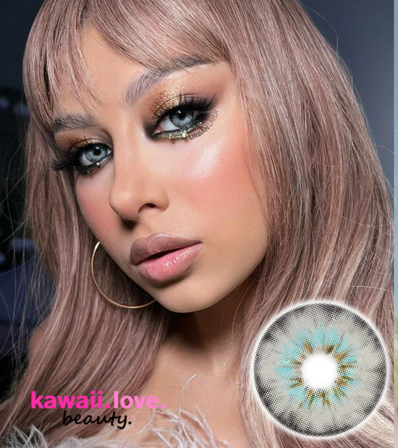 The ideal method to complete your eyes with stunning blended grey and aqua blue color for your forthcoming cosplay or daily distinctive expression is with these captivating Jolie Gray by Urban Layer Korea circle lenses! Urban Layer Jolie Gray circle lenses come with a free contact lens case and are shipped out fast from the USA.