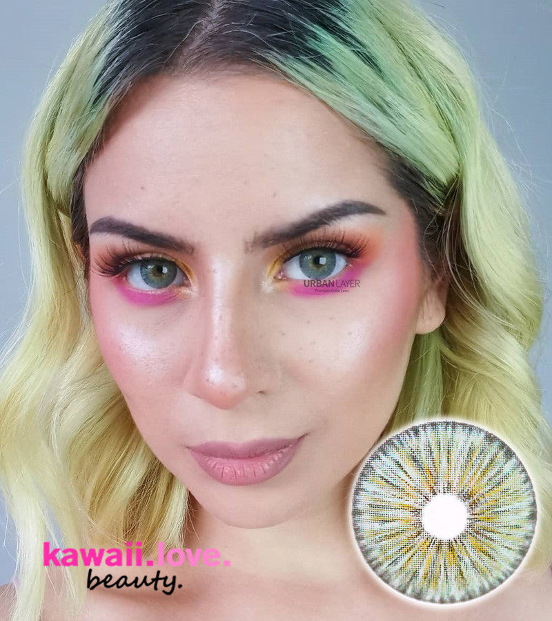 These gorgeous multi-toned blue circle lenses with a realistic hand-painted look enhance your natural eyes with subtle enlargement and dramatic flare. Each pair of Urban Layer Mercury Blue circle lenses by is made of ultra comfy silicone hydrogel material, comes with a free cute contact lens case and ships fast from the USA. Main image
