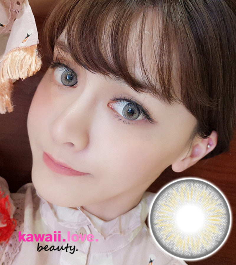 Orlando Gray colored circle lenses by Urban Layer Korea are the newest in realistic 3 tone blend contact lenses. These gorgeous grey hued lenses feature a delicate and natural gradient of colors. Make a classic fashion statement with Orlando Gray circle lenses-- we include a free cute contact lens case with each pair and fast shipping from the USA.