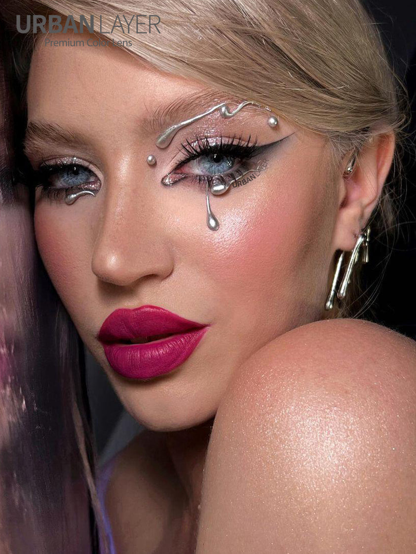 Urban Layer silicone hydrogel Las Vegas N Ash Blue colored contacts.