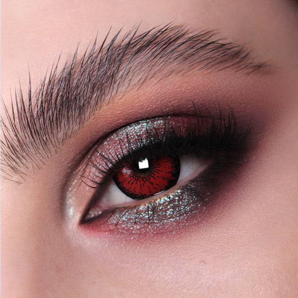 Unleash your anime or doll-like charm with Tokyo N Red Circle Lenses, featuring a vibrant red hue and bold black limbal ring for an enchanting effect. Made with silicone hydrogel for all-day comfort, perfect for cosplay or making a dramatic fashion statement. Available with fast shipping in the USA.