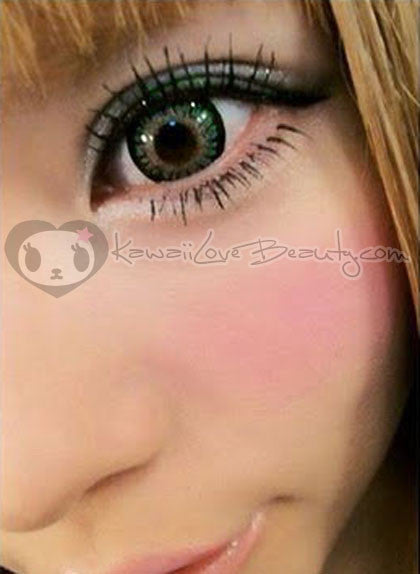 Princess Mimi Green (AngelColor Bambi) circle lenses on brown eyes