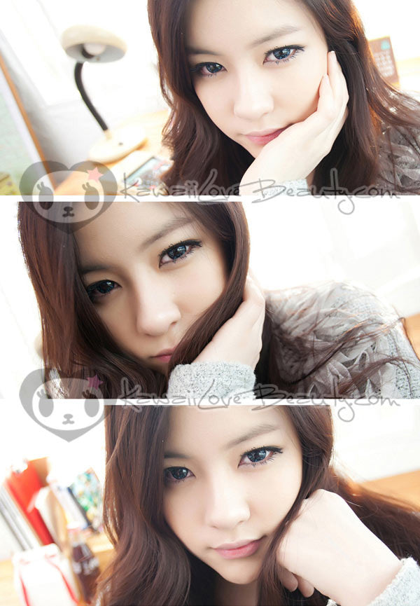 Mysterious sparkly eyes, with Barbie Diamond Blue circle lenses.